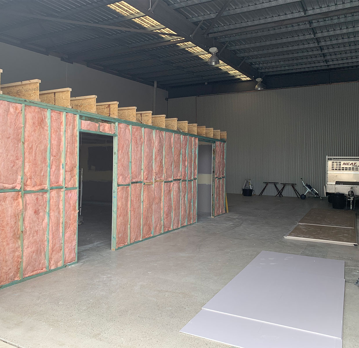 Room being built in warehouse